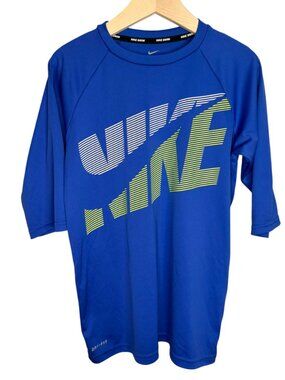 Nike Swim Kids Blue Graphic Rash Guard Shirt Large 12-13